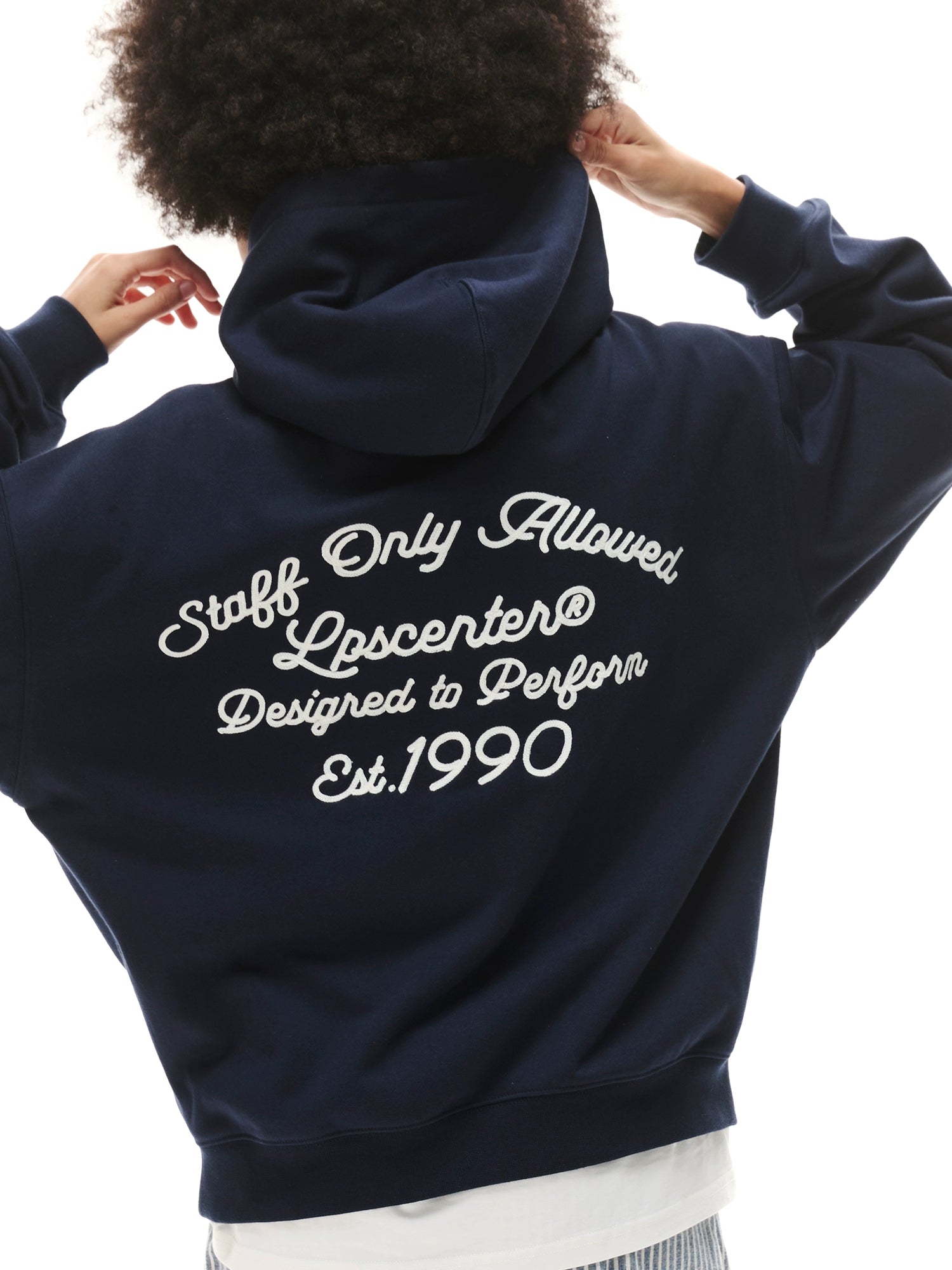 Loopsoon Front and Rear Chain Embroidered Creative Print Hooded Sweater