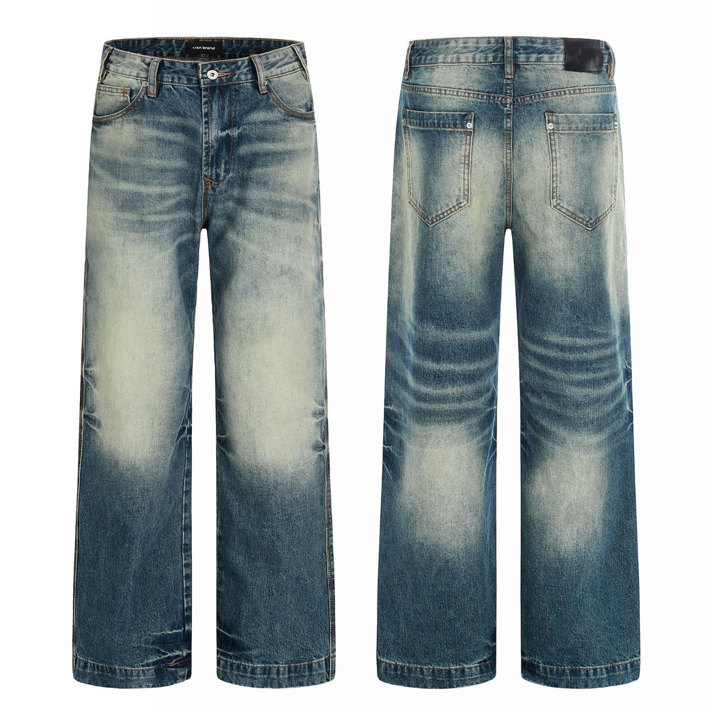 11KN Straight Wide Leg Retro Old Jeans