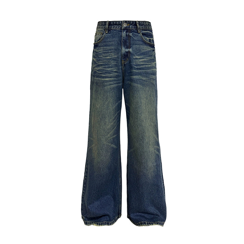 JCAESAR Messy Water Ripple Straight Jeans