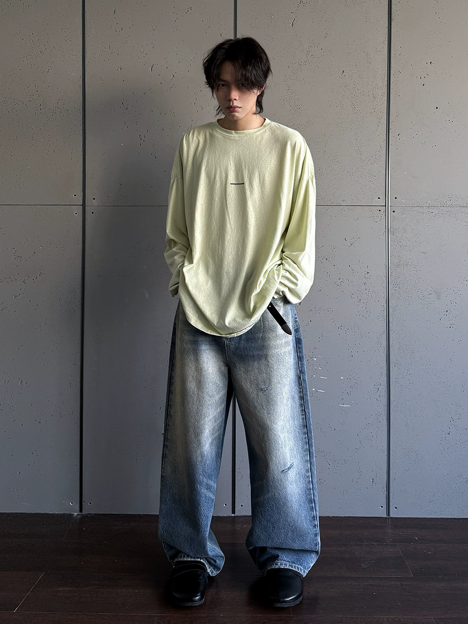 ONENINE34PM Slack Small LOGO Super Loose Long Sleeve