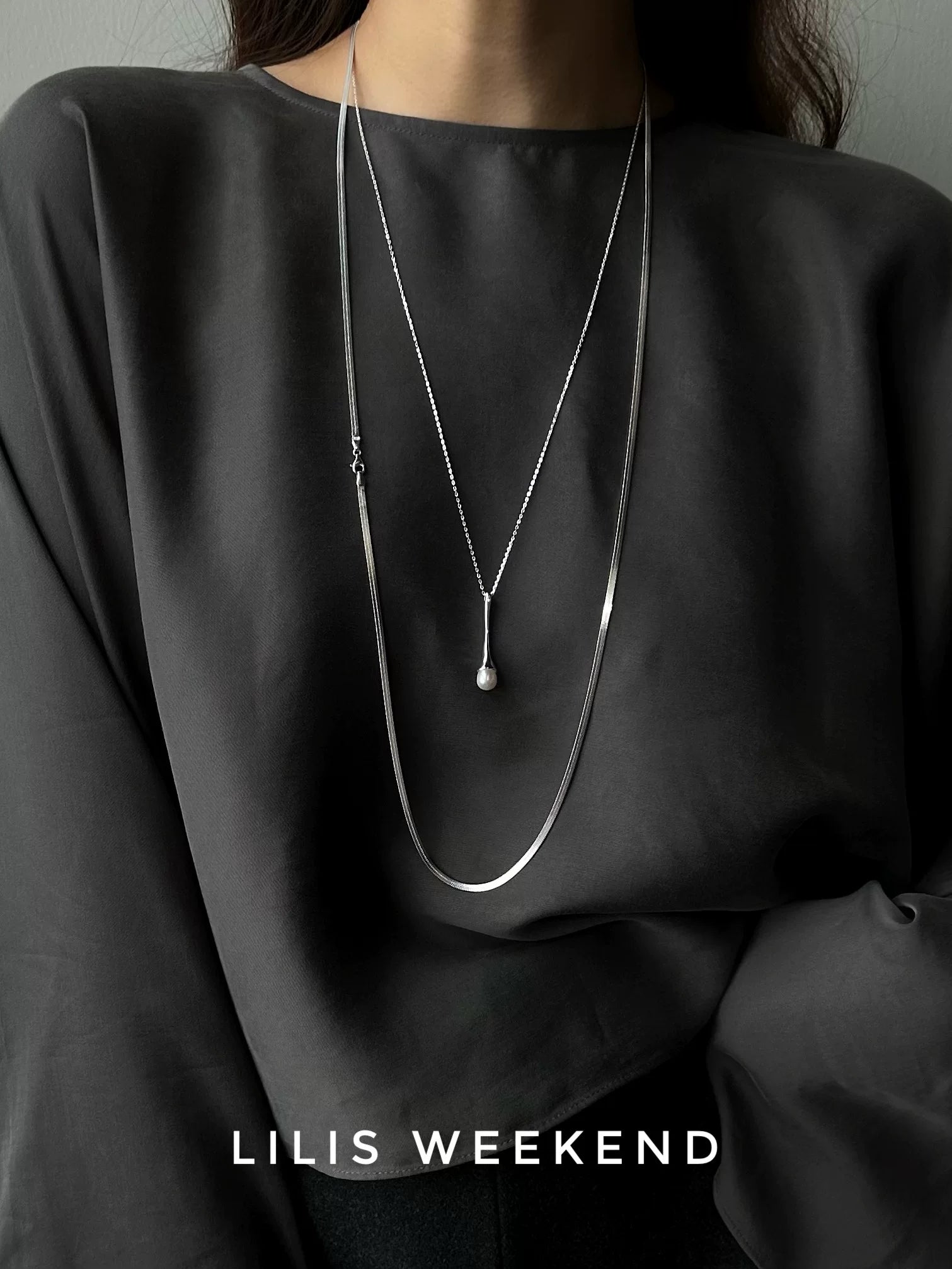 Lilis Weekend Minimalist Freshwater Pearl Long Necklace