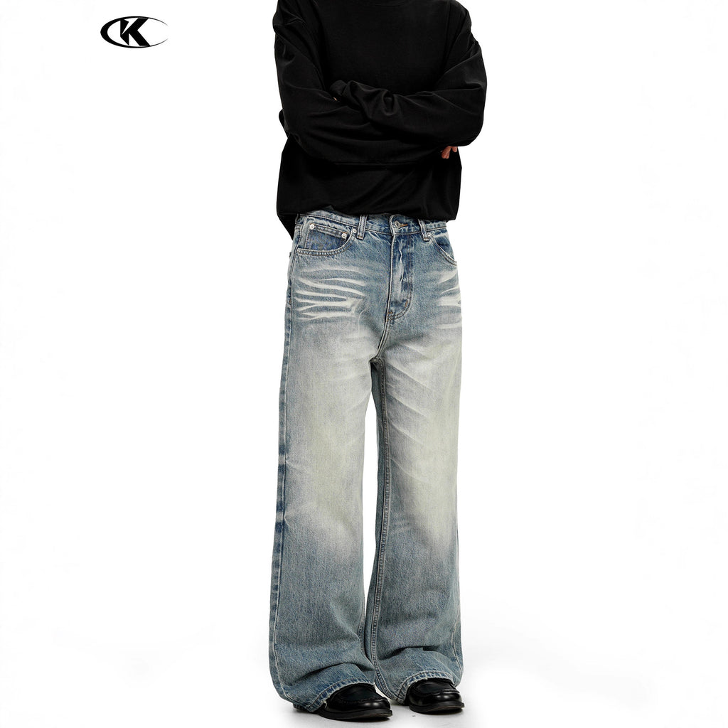 11KN Retro Cat Beard Loose Straight Jeans