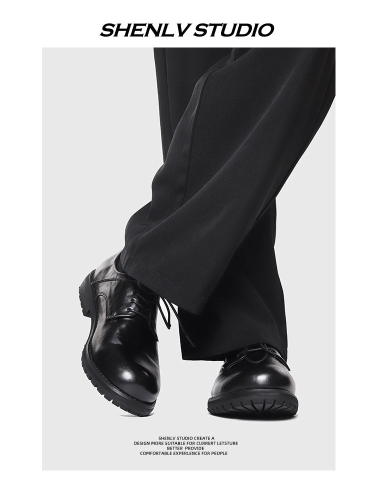 SHENLV STUDIO Washed Horse Leather Big Head Derby Shoes