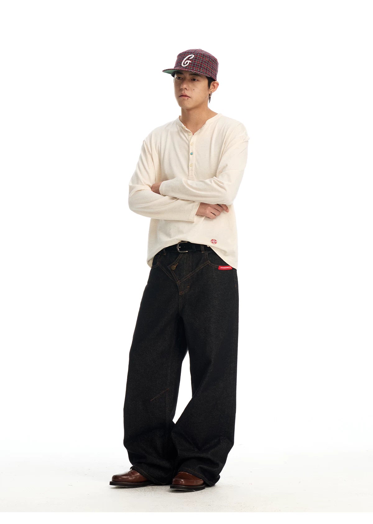 CoosRetro Loose Henry Neck Knitted Long Sleeve