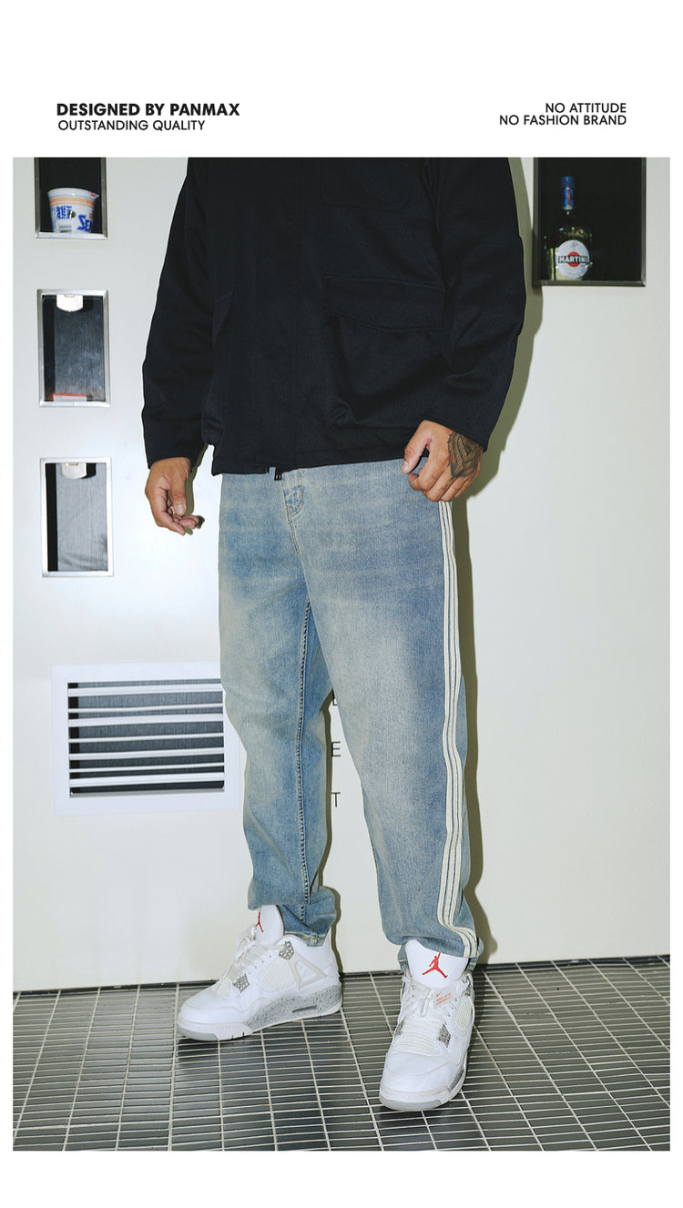 PANMAX Vintage Plus Loose Wide Leg Straight Jeans