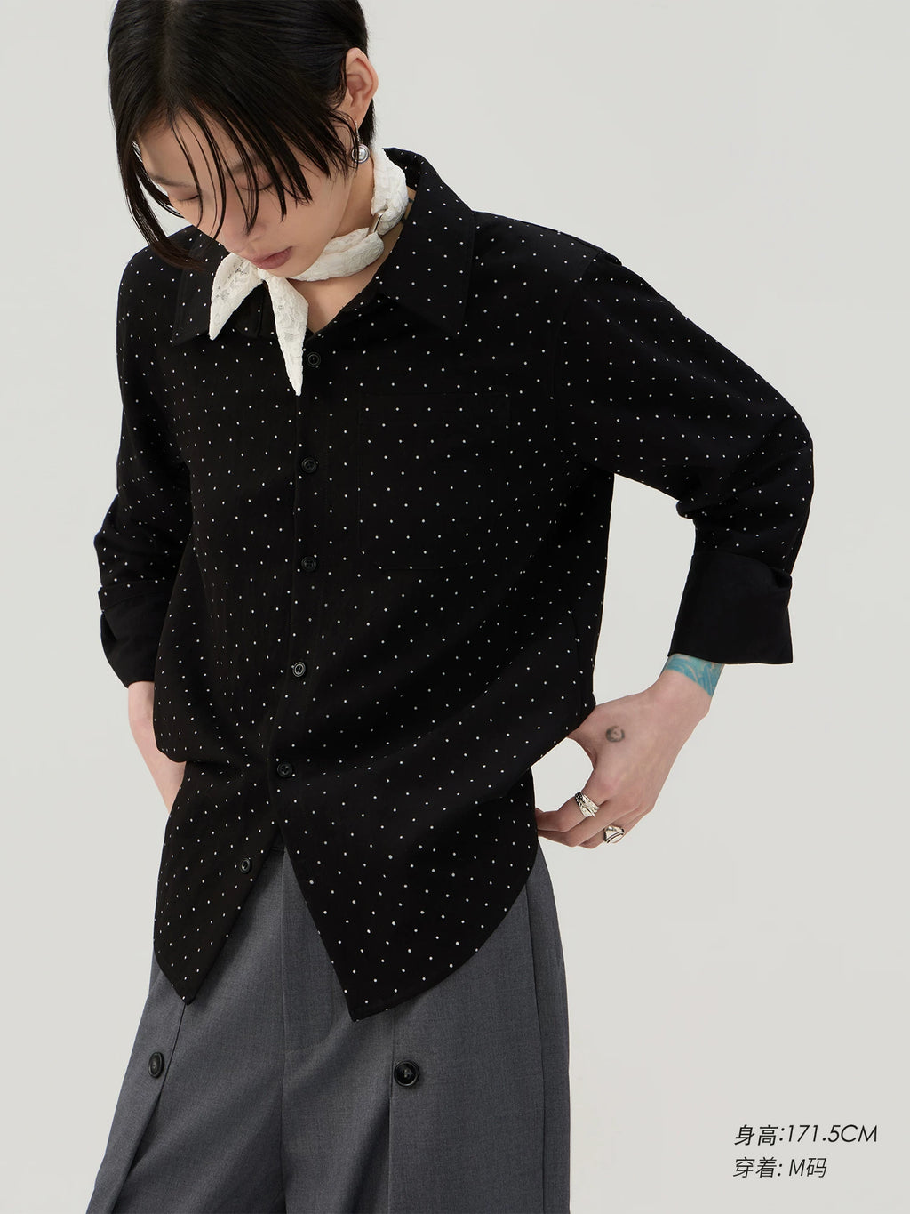 Sameuoo Front Shoulder Casual Long Sleeve Shirt