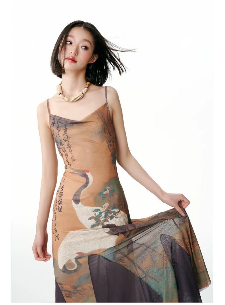 YEDM Elastic Suspender Fishtail Dress