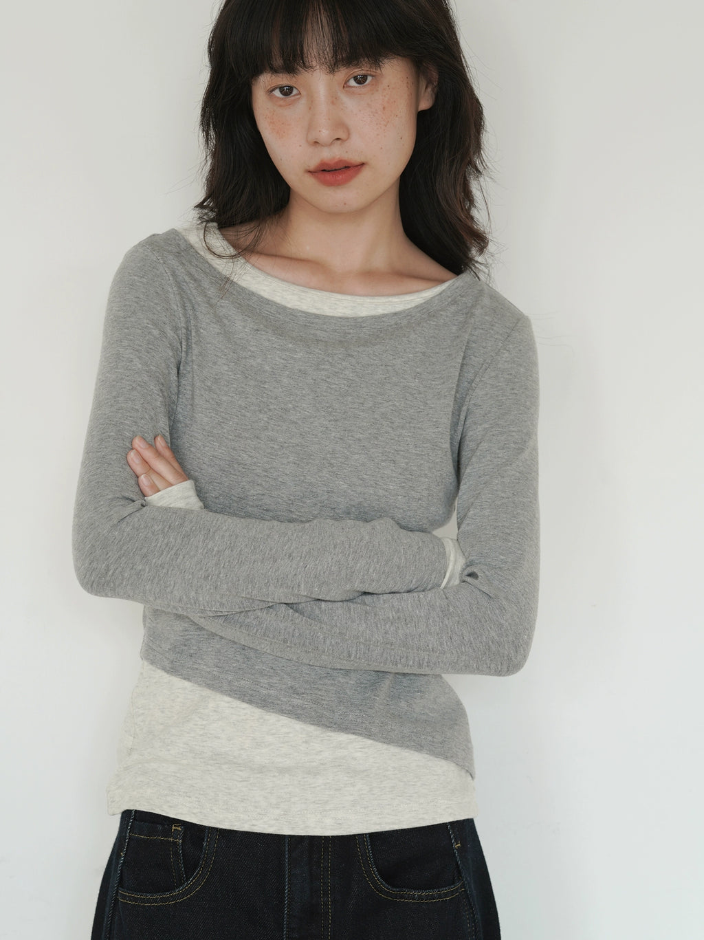 EIGHTHMONTH Fake Two Pieces Thin Contrasting Long Sleeves