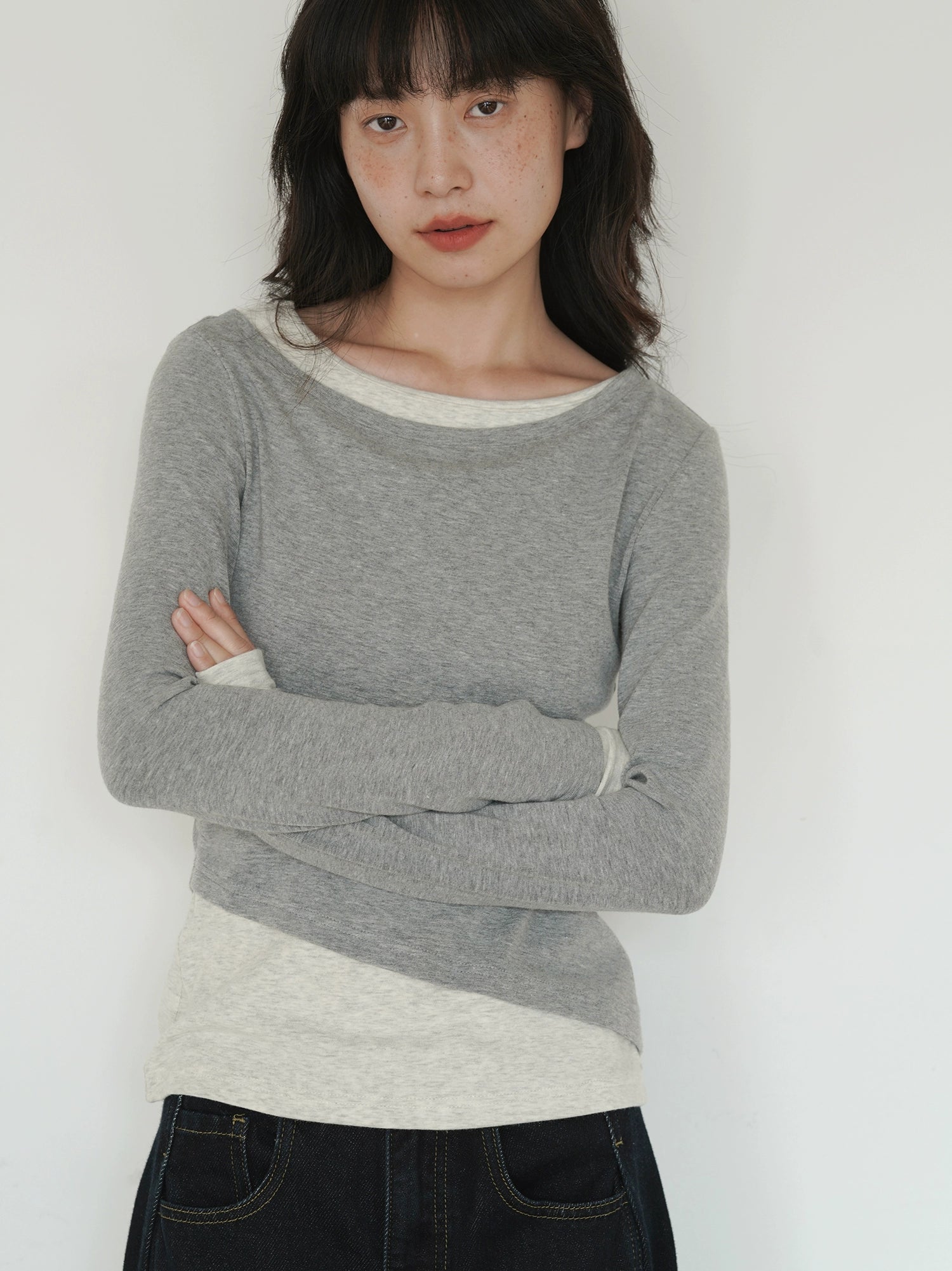 EIGHTHMONTH Fake Two Pieces Thin Contrasting Long Sleeves