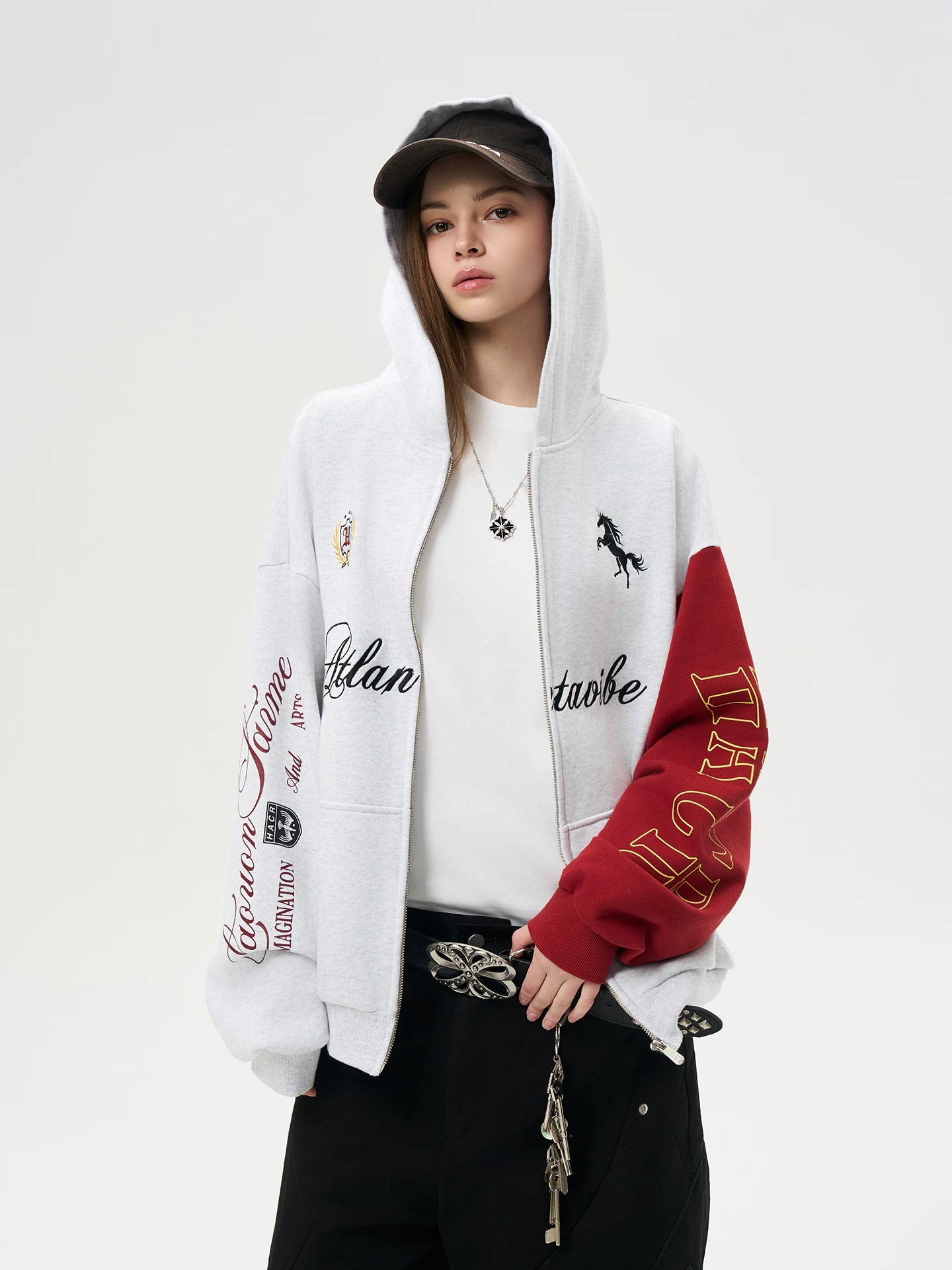 HACR Vintage Contrasting Embroidered Loose Coat