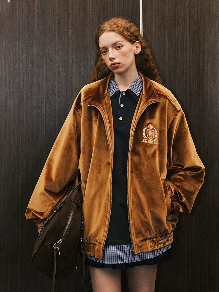 MATCHA STORY Vintage Embroidered Velvet Jacket