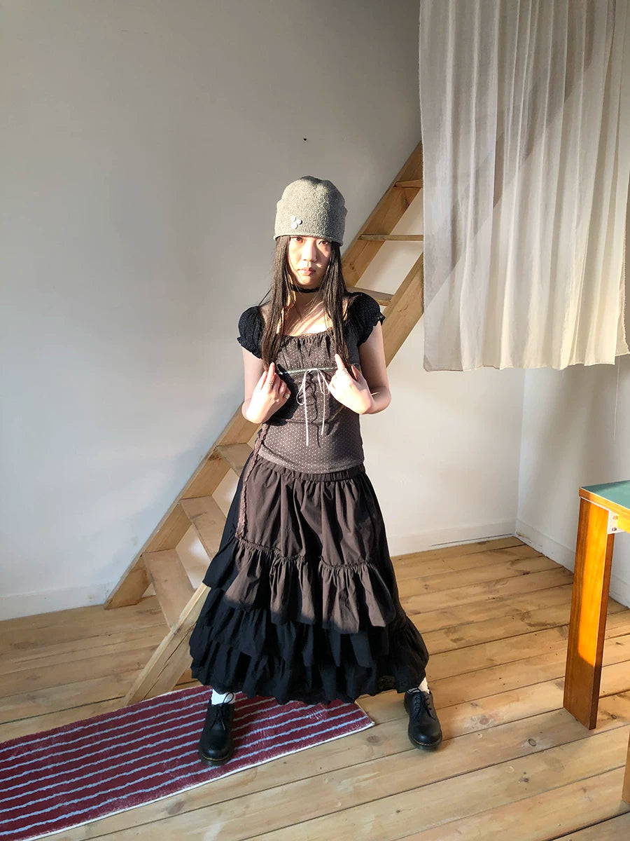 Ang: Project Lace Stitching High Waist Skirt