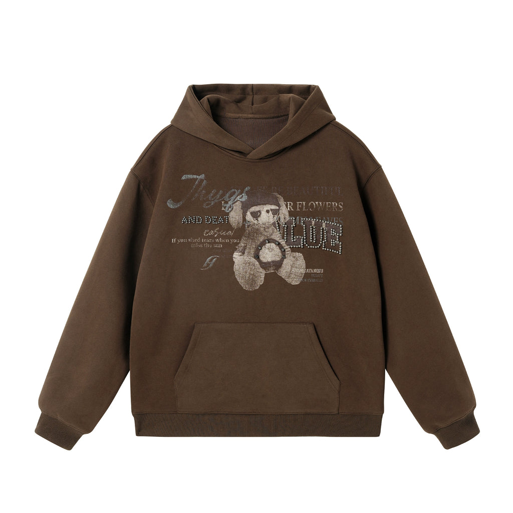 JHYQ Retro Bear Bead Print Hoodie