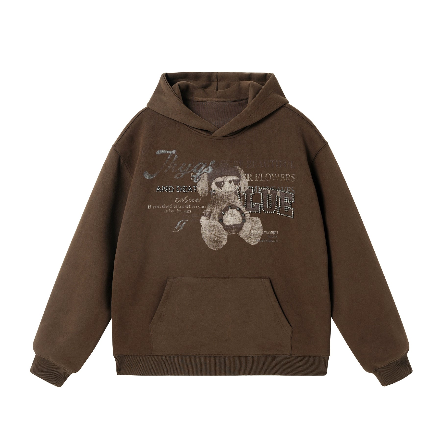 JHYQ Retro Bear Bead Print Hoodie