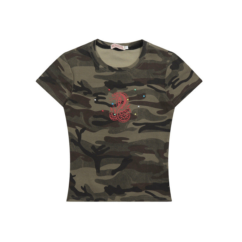 Nariele Year of The Snake Print Camouflage Tee