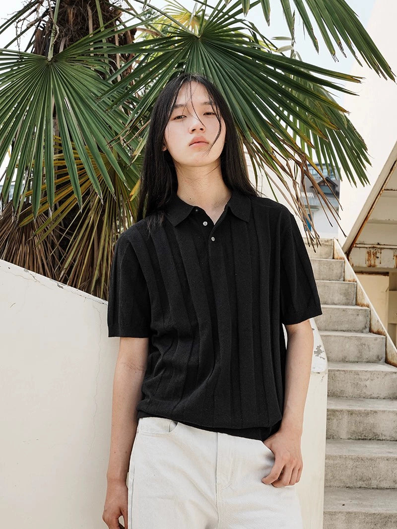 NO LOGO Old Money Dark Strip Jacquard Polo Shirt