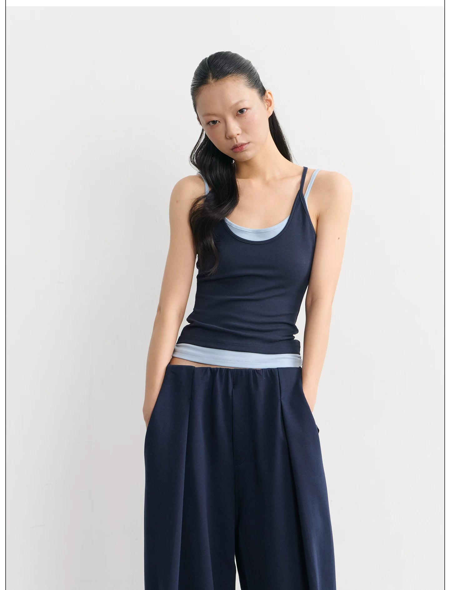 LINY LIBERTY Fake Two-piece Contrasting Sling Vest