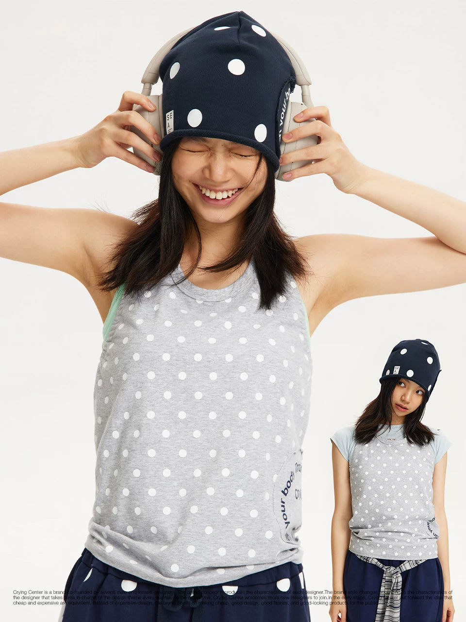 CryingCenter Polka Dot Edge Knitted Cold Cap