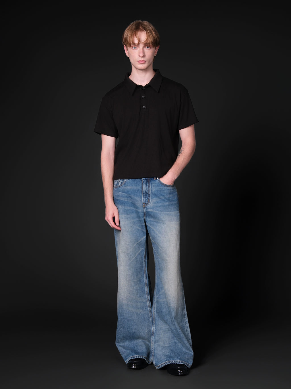 Set for Life Fine Jacquard Lapel Short Wide Tee