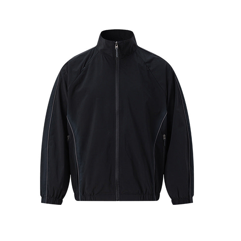 UNF Color Matching Stand-up Collar Simple and Versatile Loose Jacket