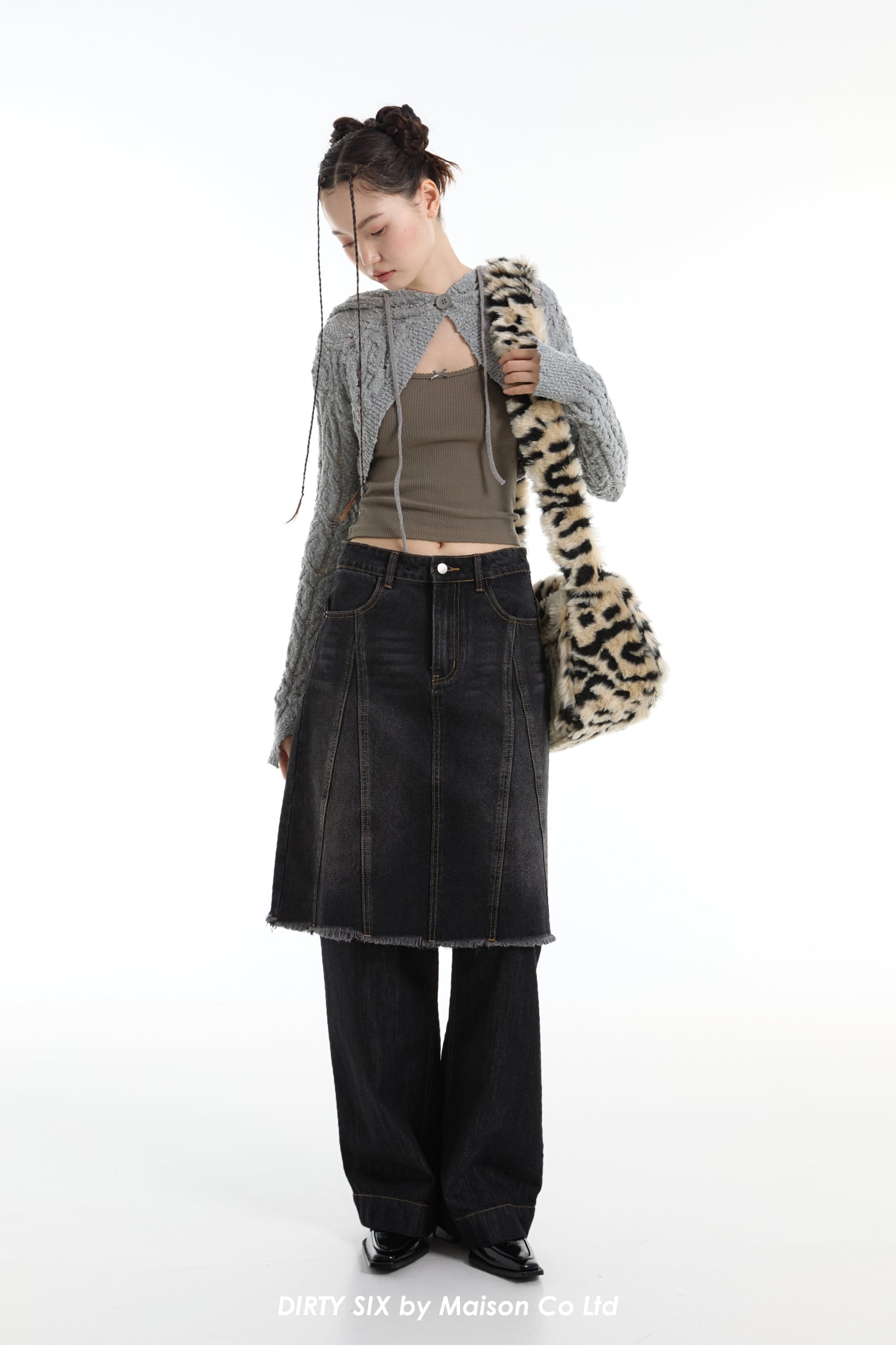 DirtySix spotted leopard flip square bag