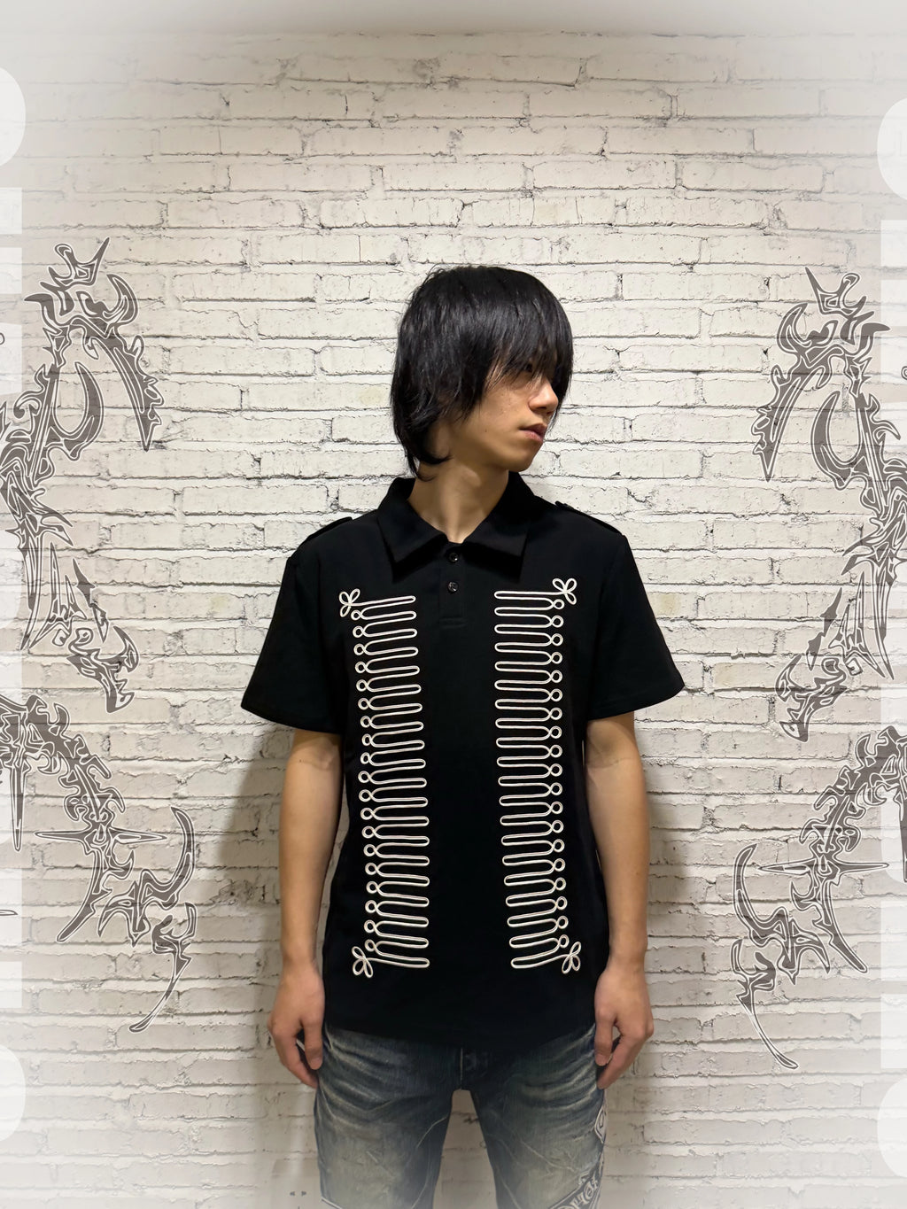 CHAI Court Rope Embroidered Waffle POLO Tee