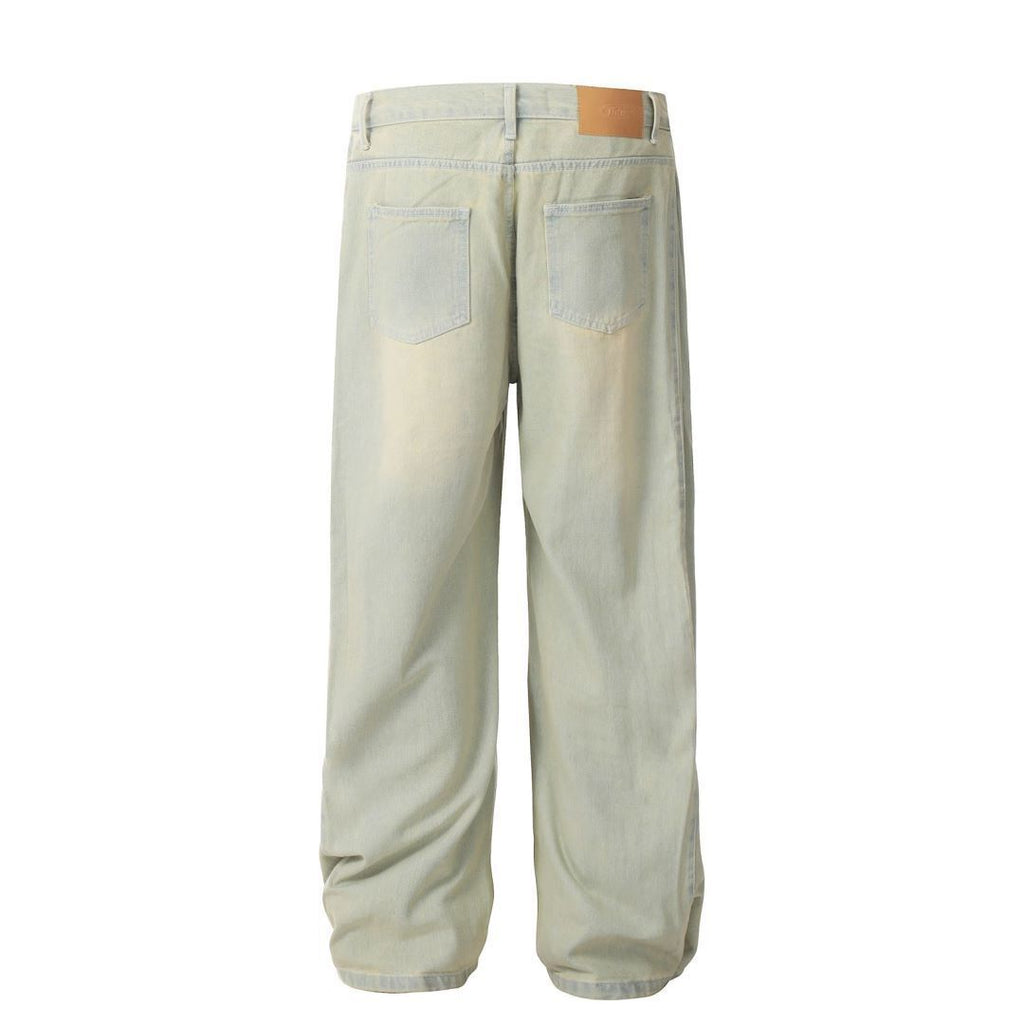 11KN cloud water blue jeans washed retro straight wide-leg trousers