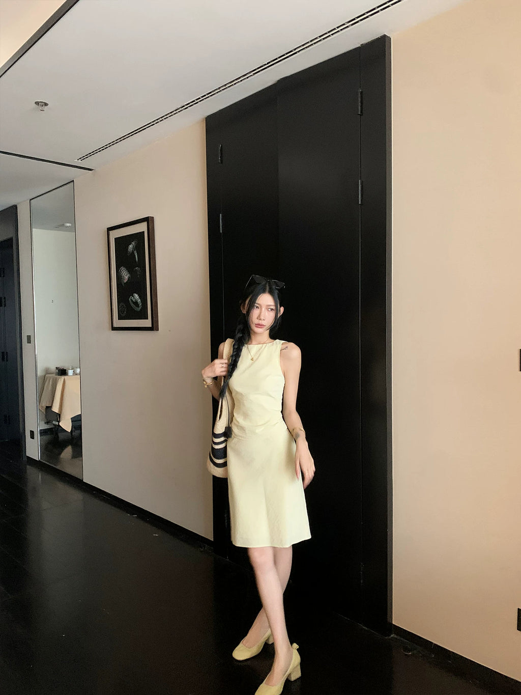 YOUNG KYLIN Pleated Slim Sleeveless Top High Waist Skirt Set