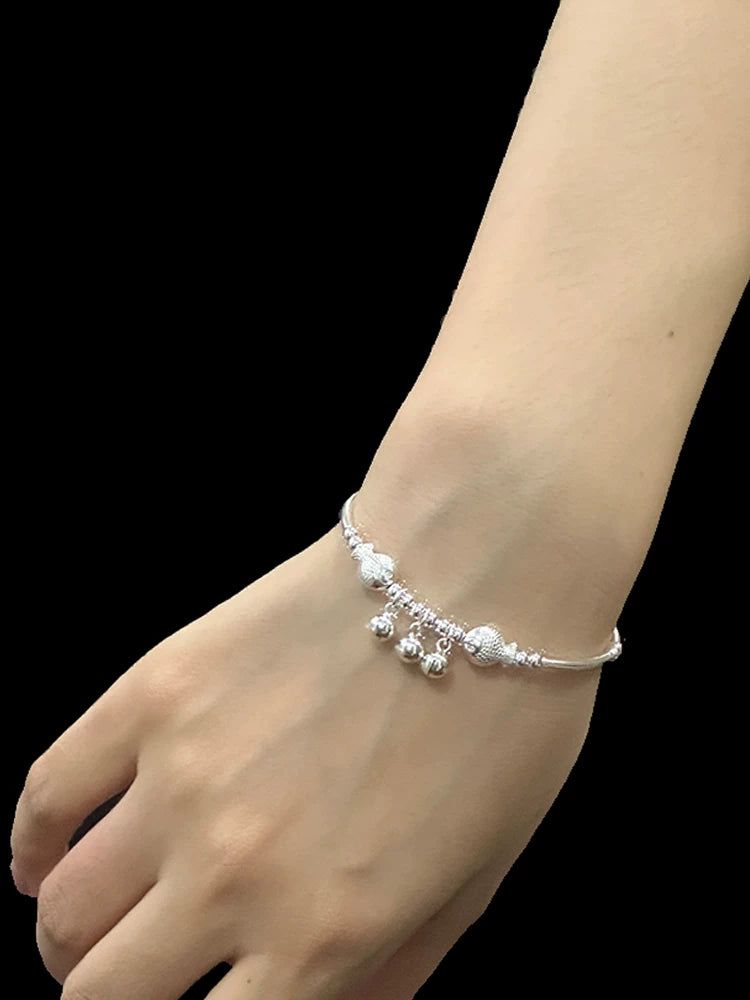 NO SOLUTION Plain Silver Fish Bell Bracelet