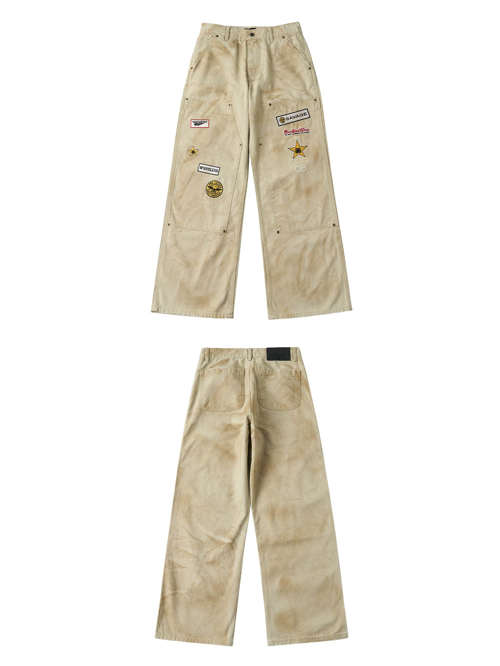 SAXGENWON Embroidered Loose Straight Overalls