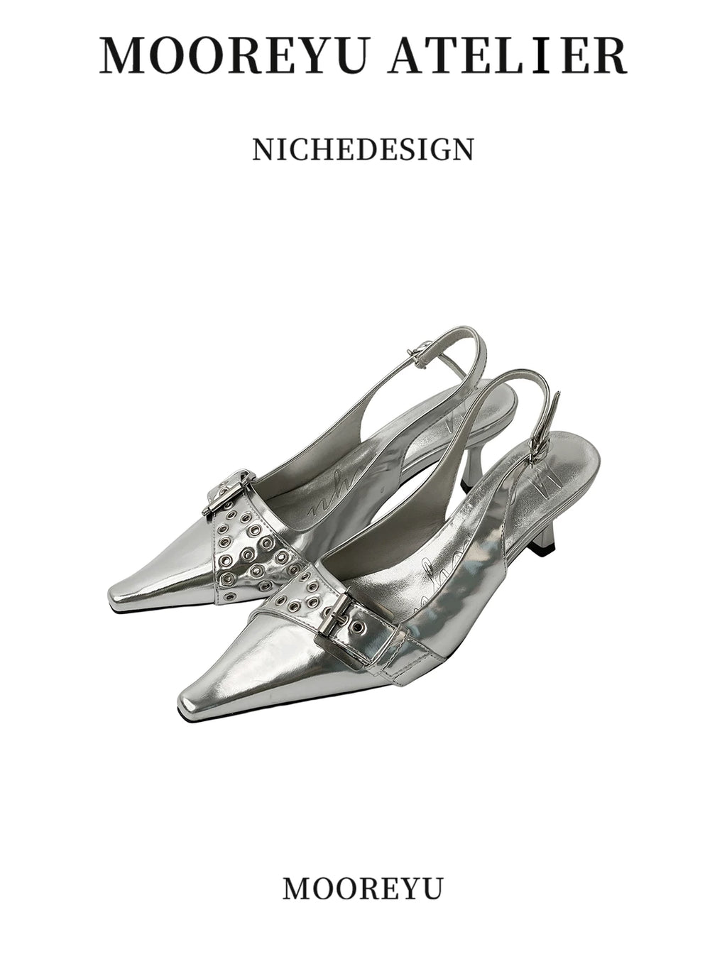 Mooreyu Pointed Belt Buckle Heels