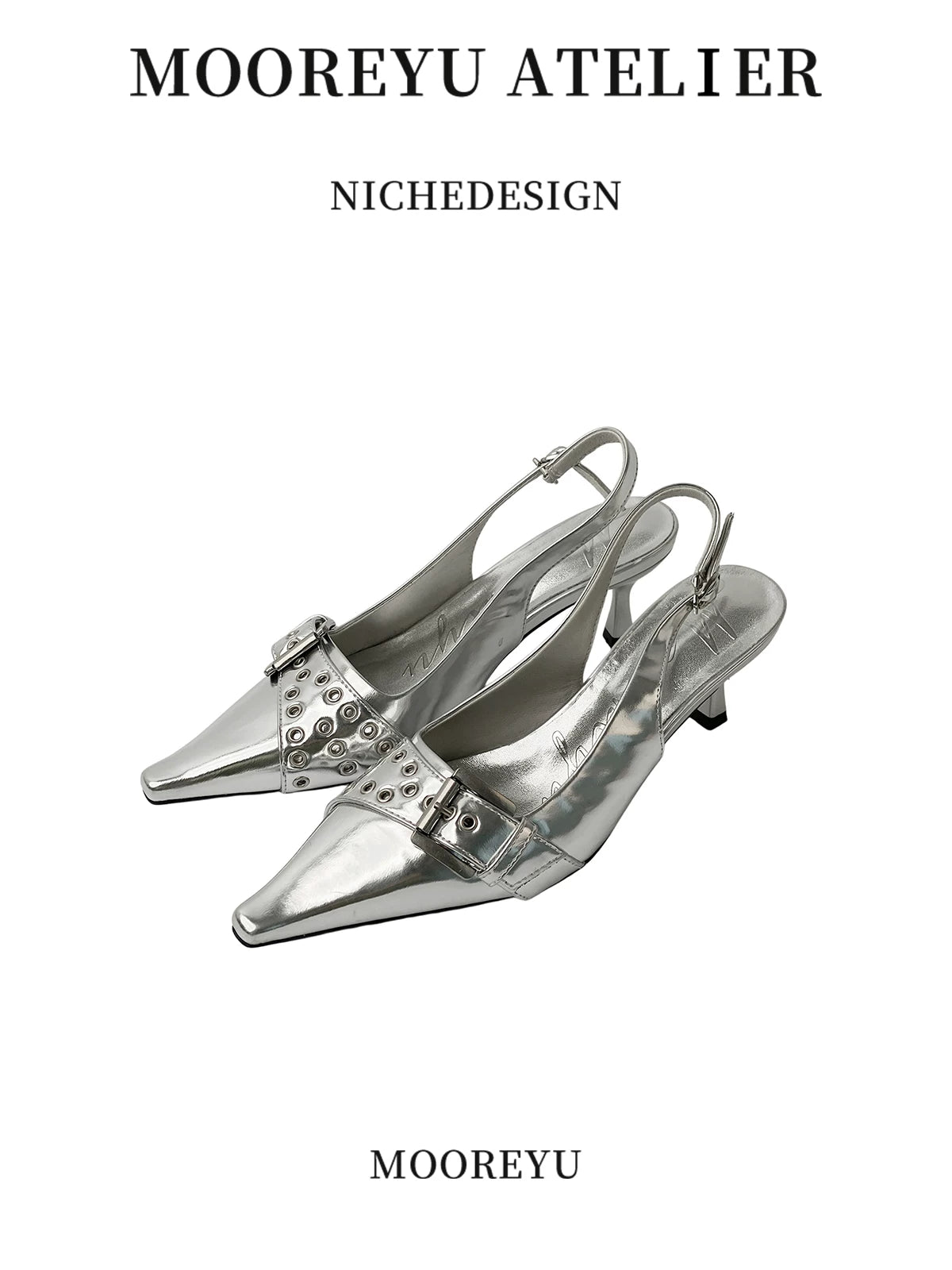 Mooreyu Pointed Belt Buckle Heels