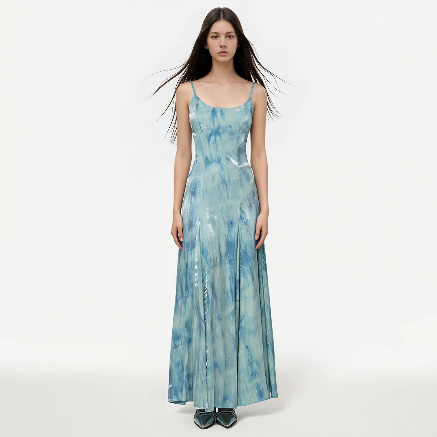 FUNOFF Retro Streamer Smudge Suspender Waist Dress