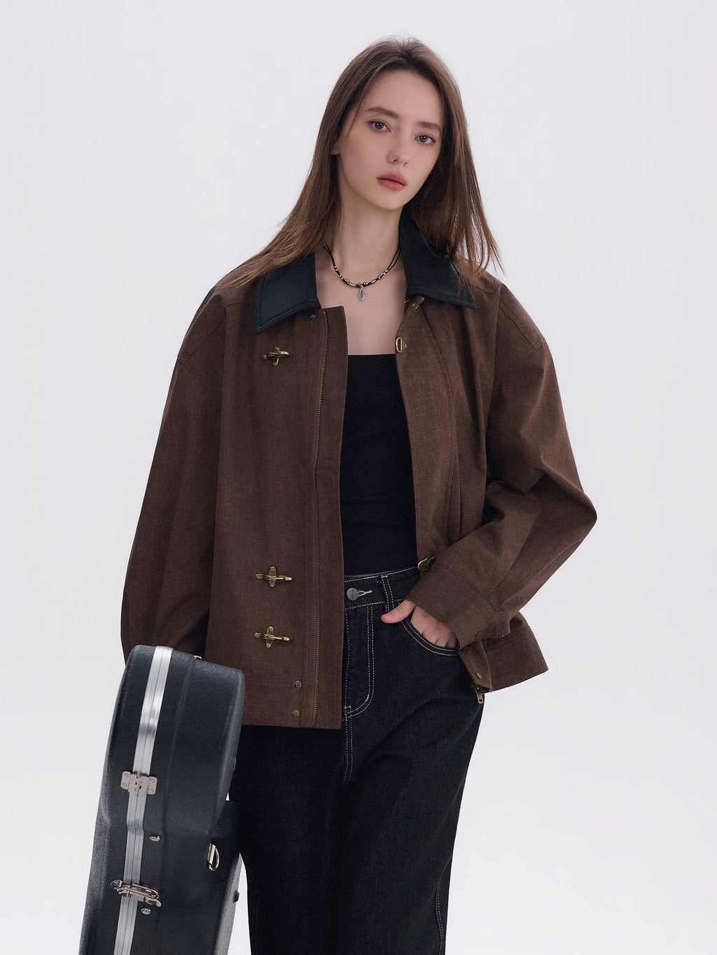 CHOR Lapel Korean Simple Cropped Jacket