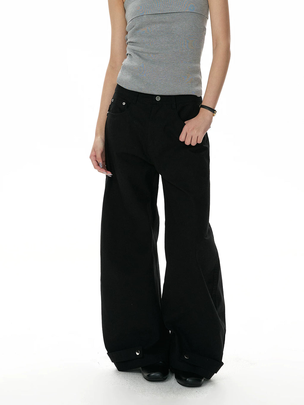 A PUEE Vintage Rivet Belt Straight Pants