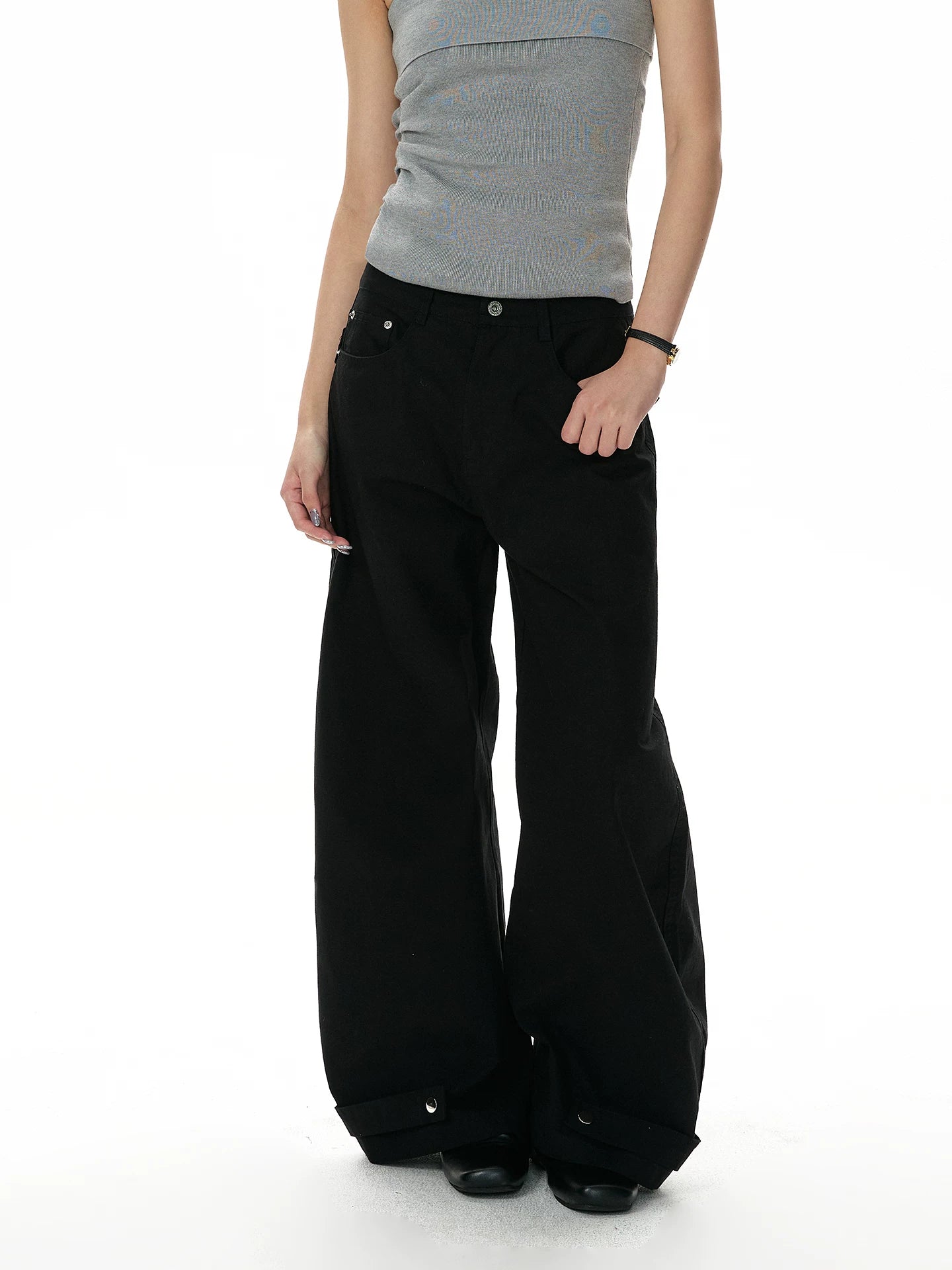 A PUEE Vintage Rivet Belt Straight Pants