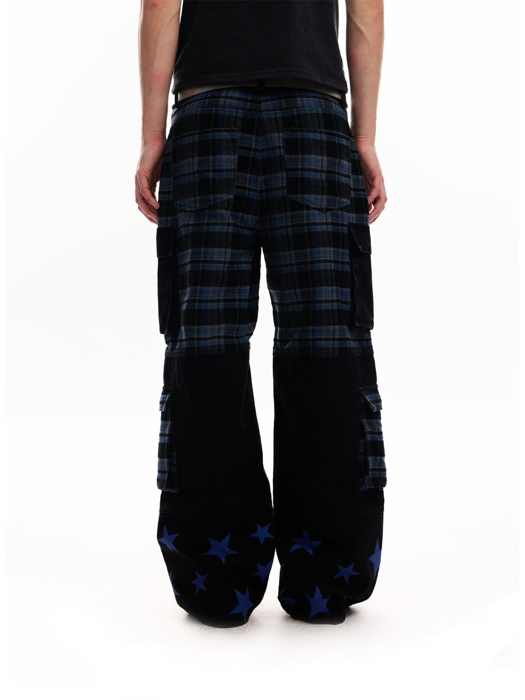 No E Mosen Plaid Multi-pocket Straight Jeans