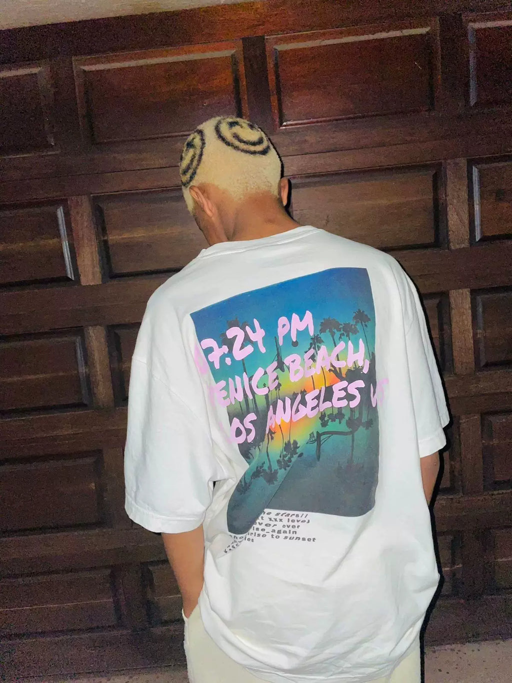 Wang Youbing Retro Beach Print Loose Tee