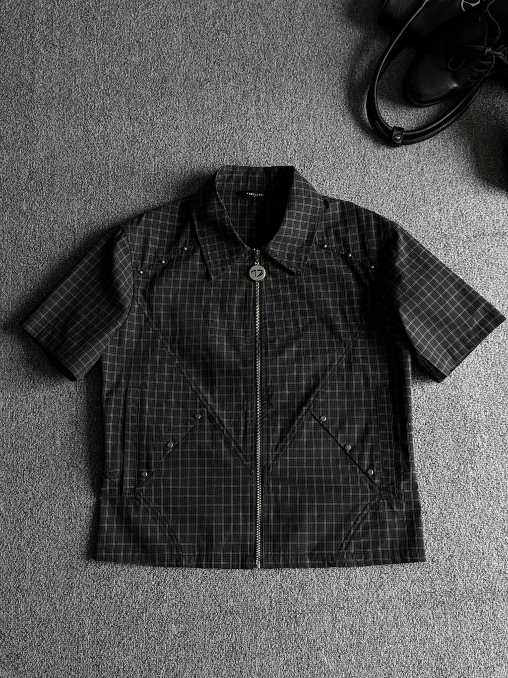 TZ Killer Plaid Rivet Stitching Shirt