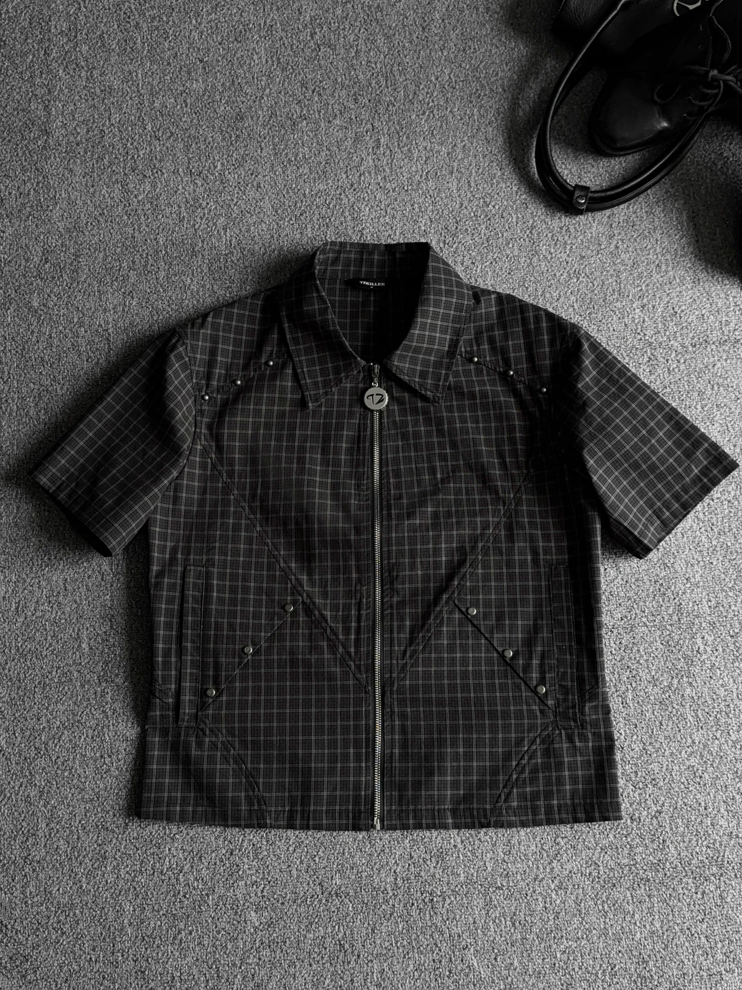 TZ Killer Plaid Rivet Stitching Shirt