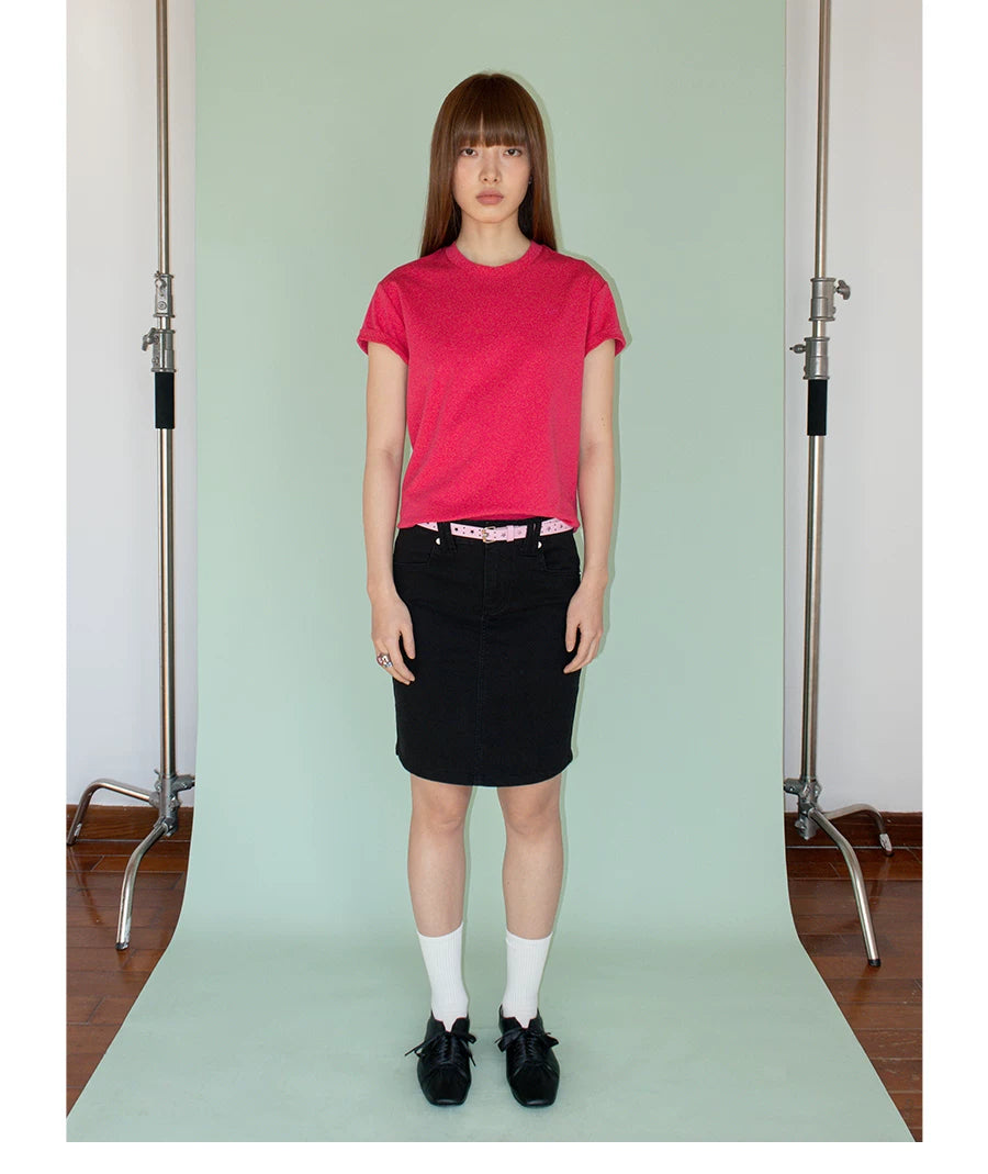 FUNKYFUN Loose Front Shoulder Minimalist Casual Tee