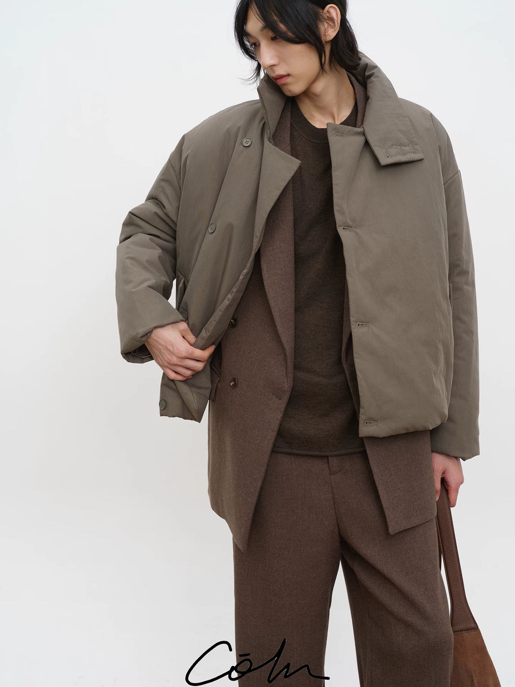 COLN Turtleneck Button Cotton Jacket