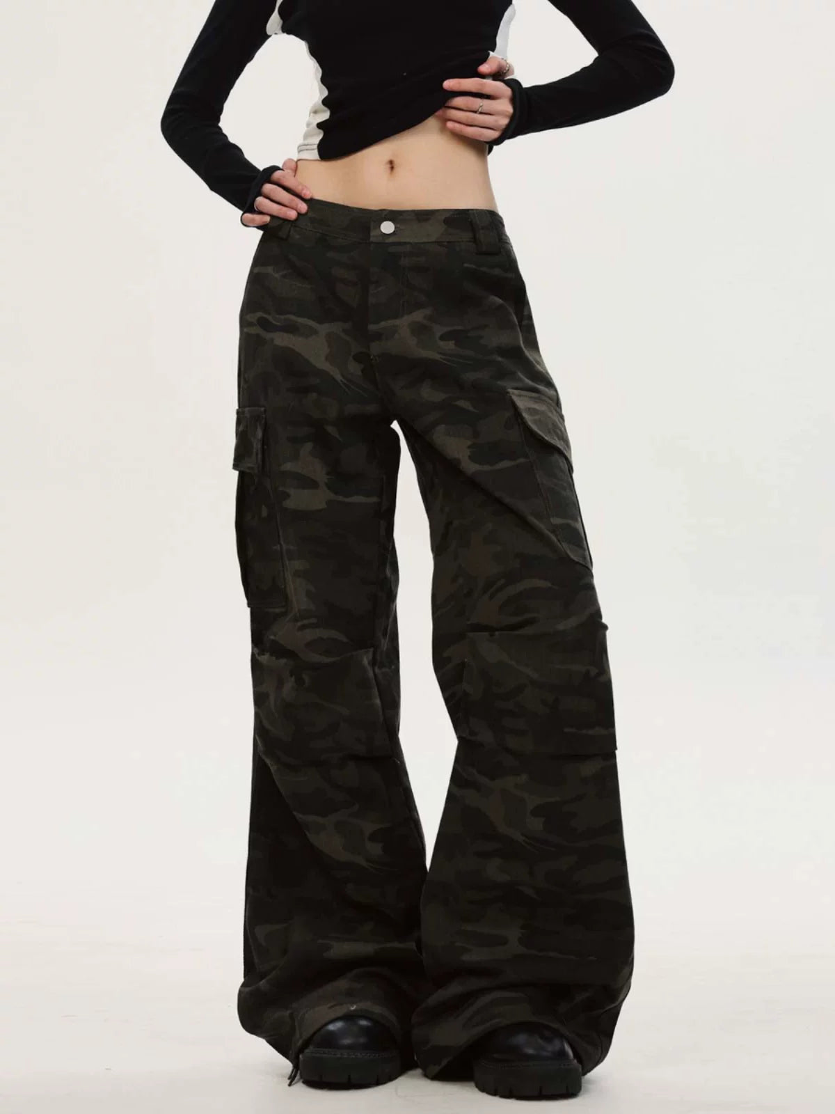 0123Start Straight Tube Micro-pull Camouflage Overalls