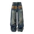 YADcrew Vintage Embroidered Loose Jeans