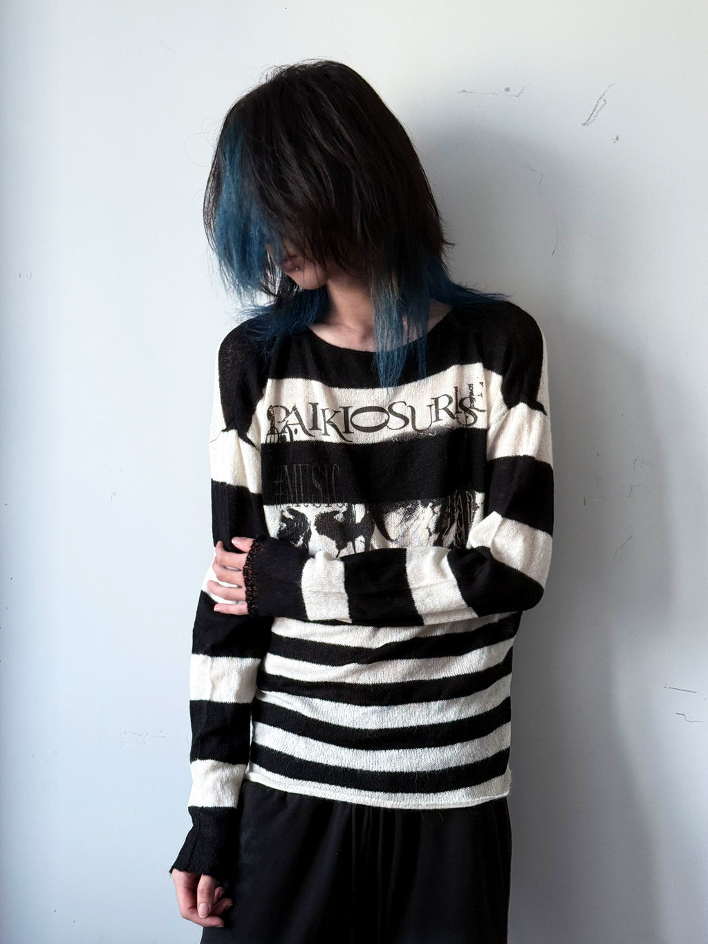 PAIKI Portrait Subculture Black and White Striped Sweater