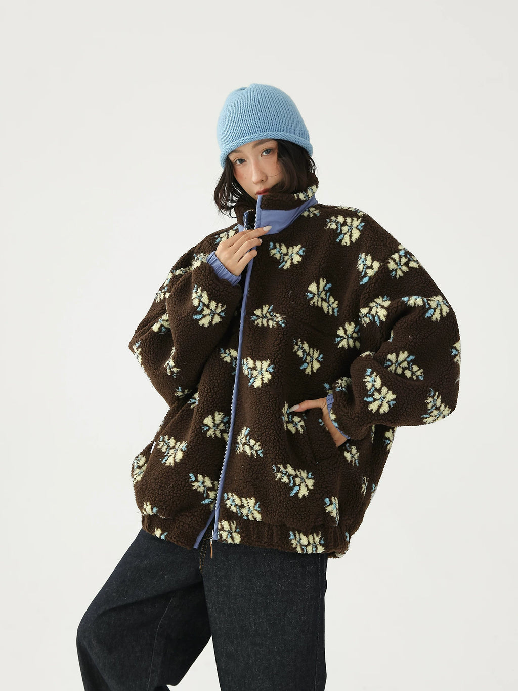 AceStudios Vintage Flower Full Print Lambwool Coat