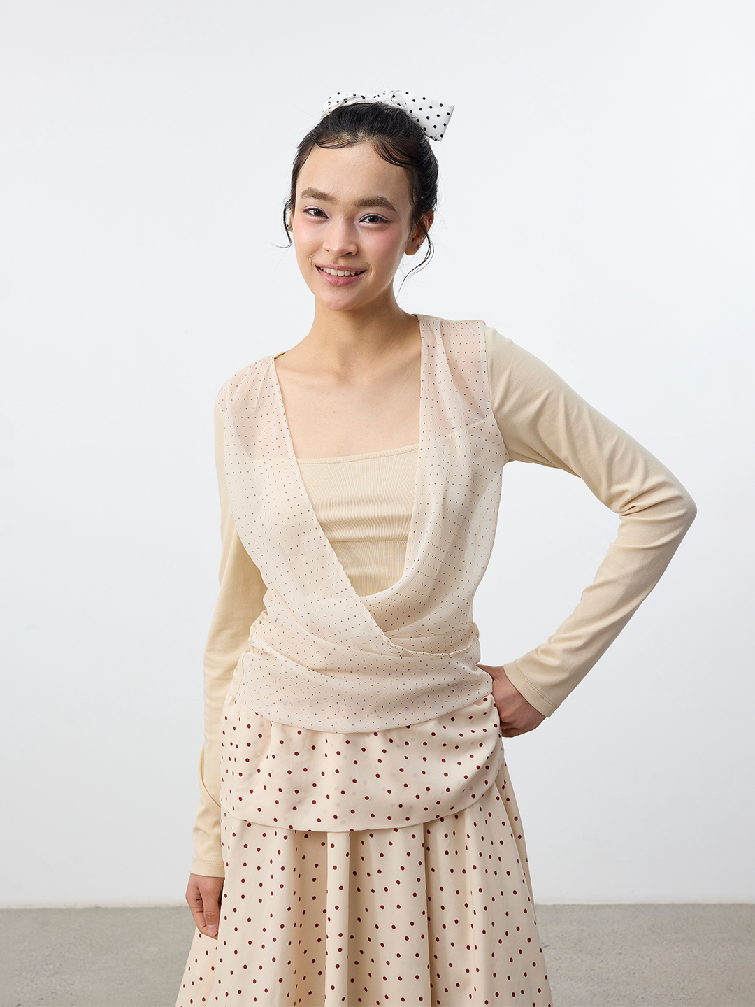 Set for life Polka dot fake two-piece knitted sweater