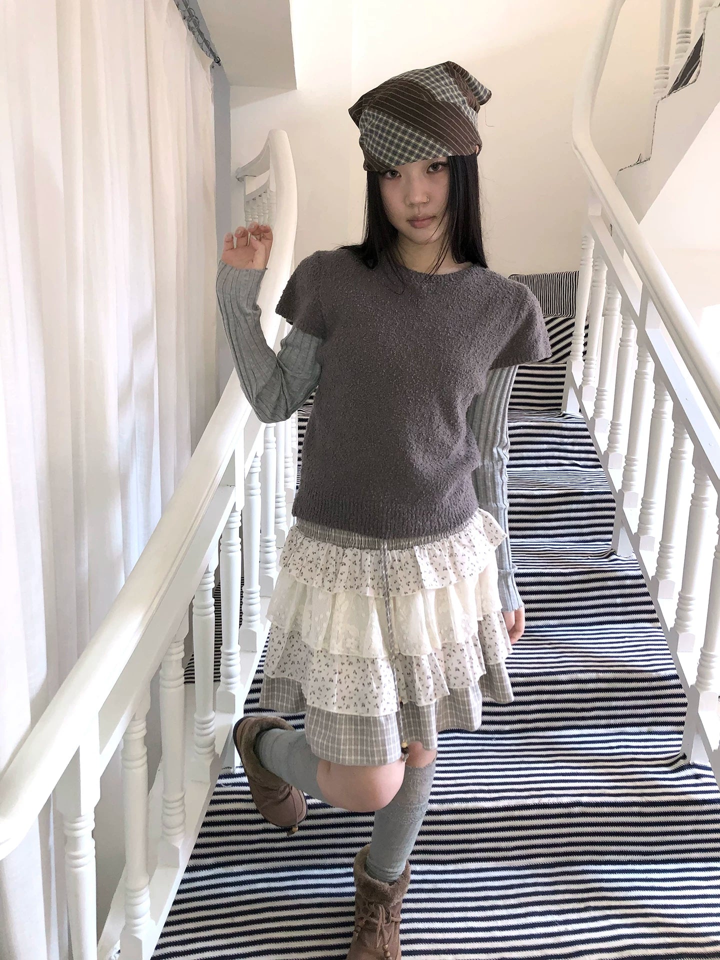Ang: Project Vintage Crew Neck Front Shoulder Knitted Tee