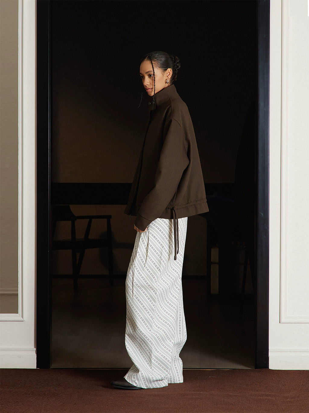 TZ Killer Versatile Loose Striped Pleated Trousers