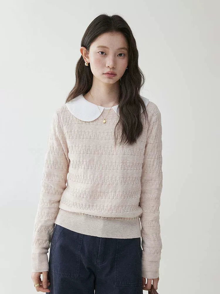 VOOE Contrast Shoulder Crew Neck Sweater